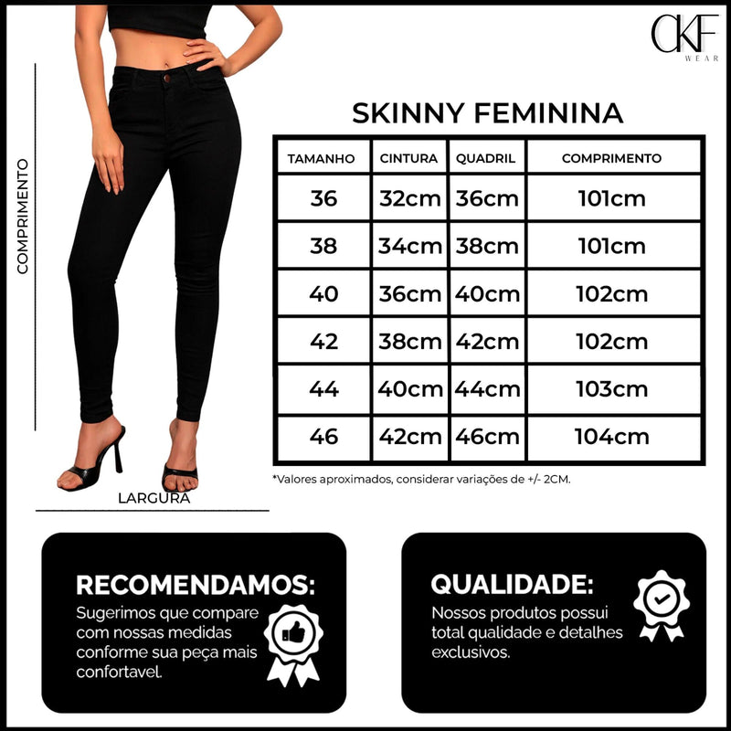 Jeans skinny de cintura alta feminino - MultiStore