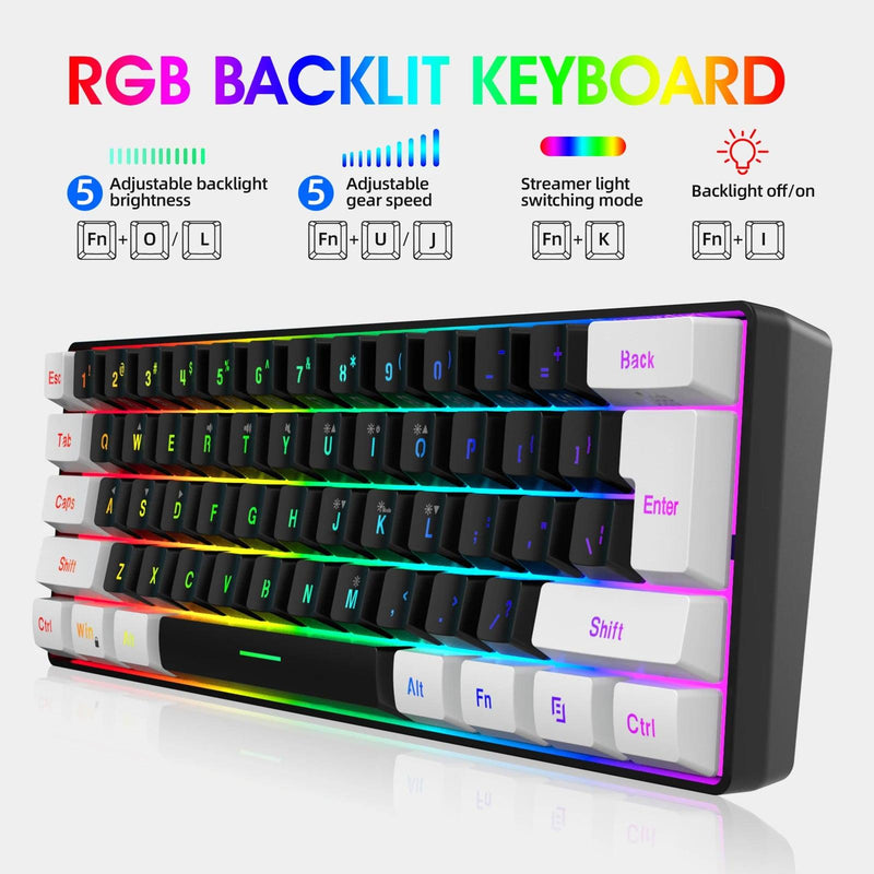 Kit Teclado e Mouse Gamer com Retroiluminação RGB - Teclado de 61 Teclas e Mouse 3200 DPI - MultiStore