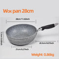 Durable Stone Frying Pan28/26/24/20cm Wok Non-stick Pan Skillet Cauldron Induction Cooker Pans Pancake Egg Gas Stove Home - MultiStore