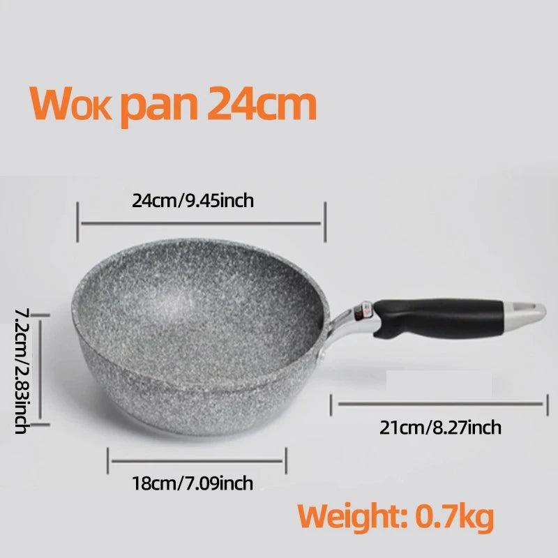 Durable Stone Frying Pan28/26/24/20cm Wok Non-stick Pan Skillet Cauldron Induction Cooker Pans Pancake Egg Gas Stove Home - MultiStore